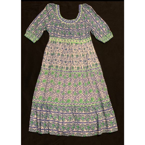 Gretchen Scott Womens Maxi Dress Large All Dolled Up East India Tiered Cotton - Picture 2 of 16